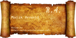 Malik Arnold névjegykártya